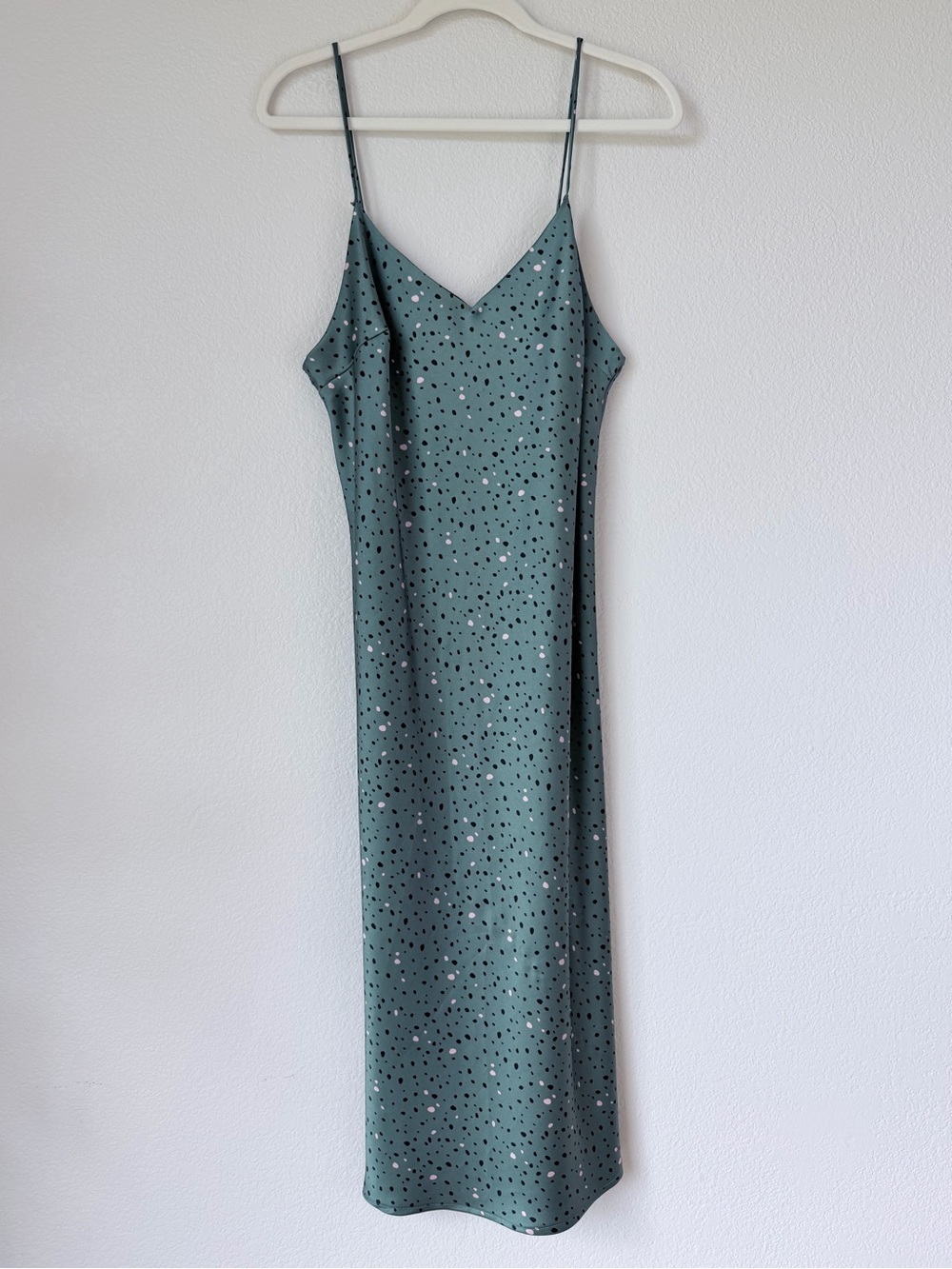 Everly Sage Green Spotted Midi Slip Dress